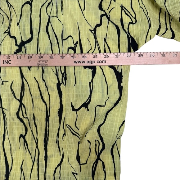 Ali Miles Textured Pattern 2X Yellow Blouse Artsy Neutral 3/4 Sleeve Tunic L1 - Picture 8 of 10